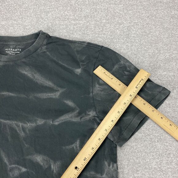 Allsaints Shirt Mens Medium Relaxed Fit Dark Gray Acid Wash Short Sleeve Casual - Picture 10 of 13